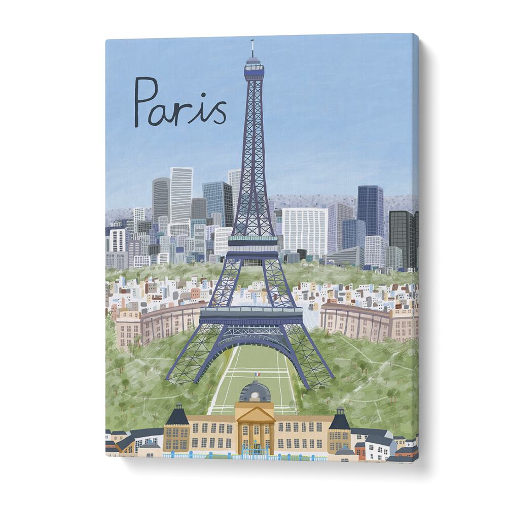 Eiffel Tower with Paris city skyline, a stunning travel poster by Carla Daly, perfect for your decor. EIFFEL TOWER WITH PARIS CITY, TRAVEL POSTERS.