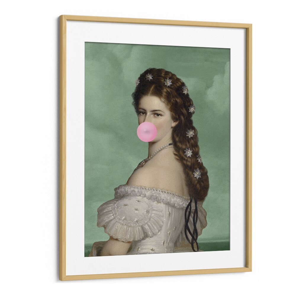 Empress Elisabeth Bubble Gum Portrait II by Grace Digital Art Co, a unique altered art print blending elegance and modernity.