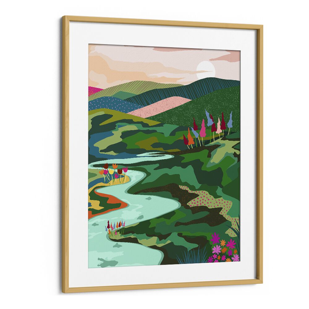 Serene "Endless Love" landscape paintings by Uma Gokhale, beautifully framed for your home decor.