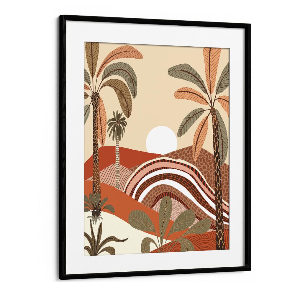 Stunning EPIPHANY BY UMA GOKHALE LANDSCAPE PAINTINGS in a black frame, showcasing vibrant nature-inspired art.