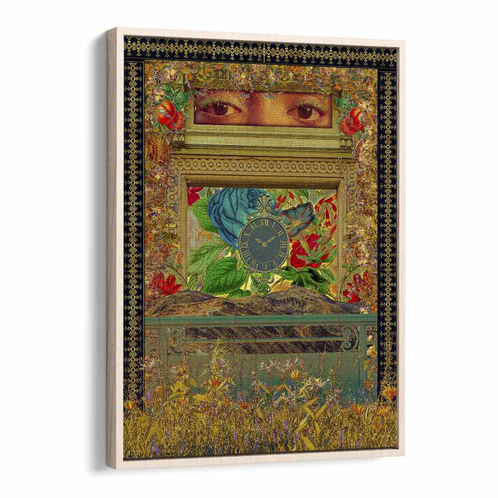 Cosmo Zach's EVENT, SURREAL ART PRINTS showcase vibrant imagery blending nature and time in a stunning floater frame.