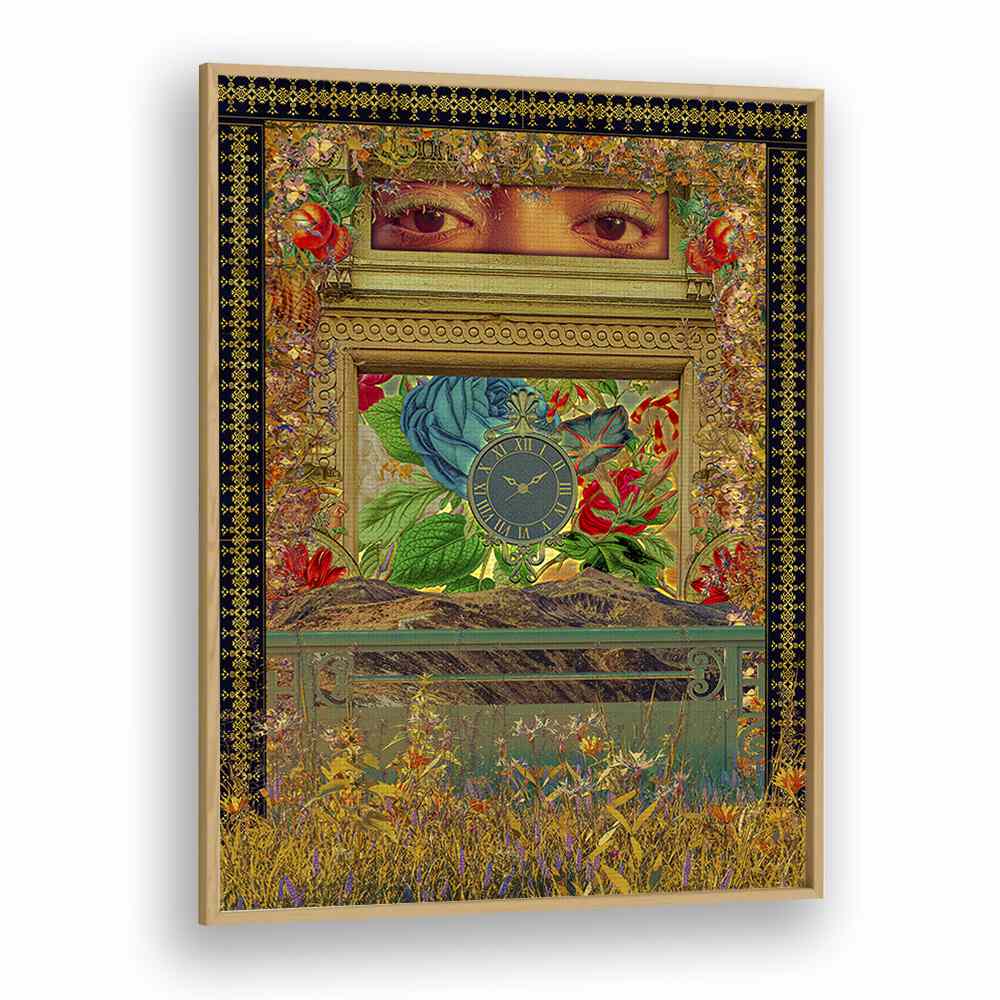 Cosmo Zach's EVENT, SURREAL ART PRINTS showcase vibrant surrealism in a stylish oak frame, perfect for any space.