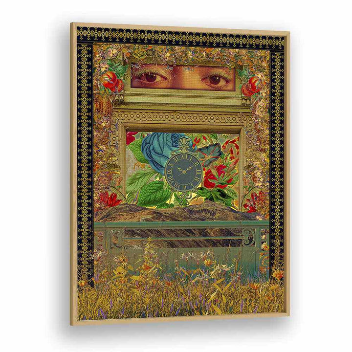 Cosmo Zach's EVENT, SURREAL ART PRINTS showcase vibrant surrealism in a stylish oak frame, perfect for any space.