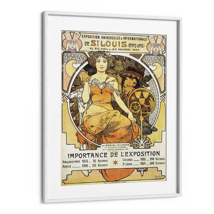 Exposition Universelle Internationale De St Louis 1903 By Alphonse Mucha Vintage Paintings in White Frame With Mount