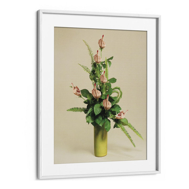 F U BOUQUET SURREAL PAINTING, SURREAL ART in a white frame, perfect for transforming your space with unique decor.
