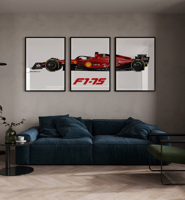 Rev up your space with the F1 - 75 CARLOS SAINZ JR. 55, SET OF 3 PAINTINGS, perfect for racing fans and decor lovers.