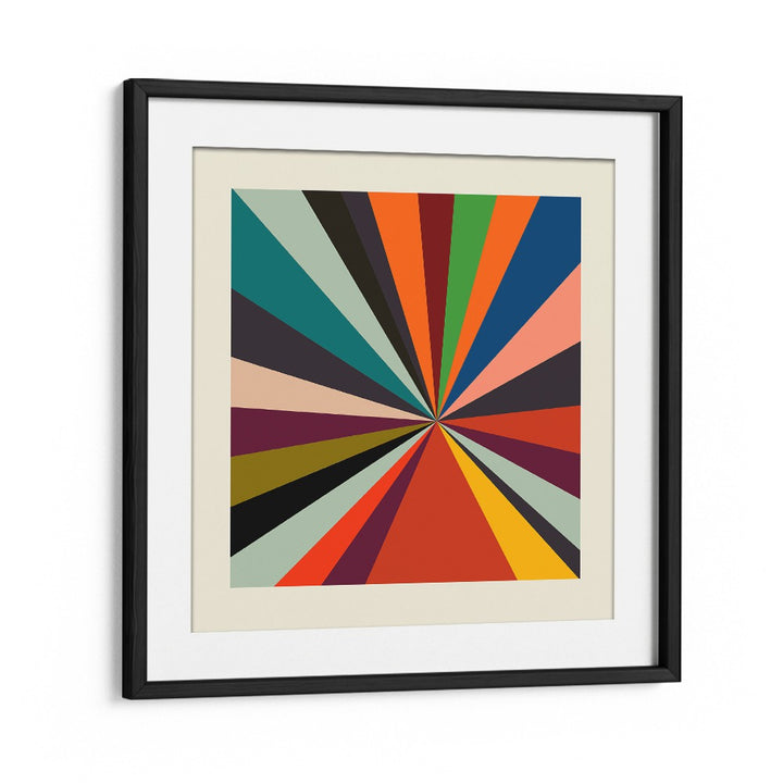 Colorful FACES STRIPES MINIMAL, ABSTRACT PAINTINGS in a black frame, elevating any art collection with vibrant elegance.