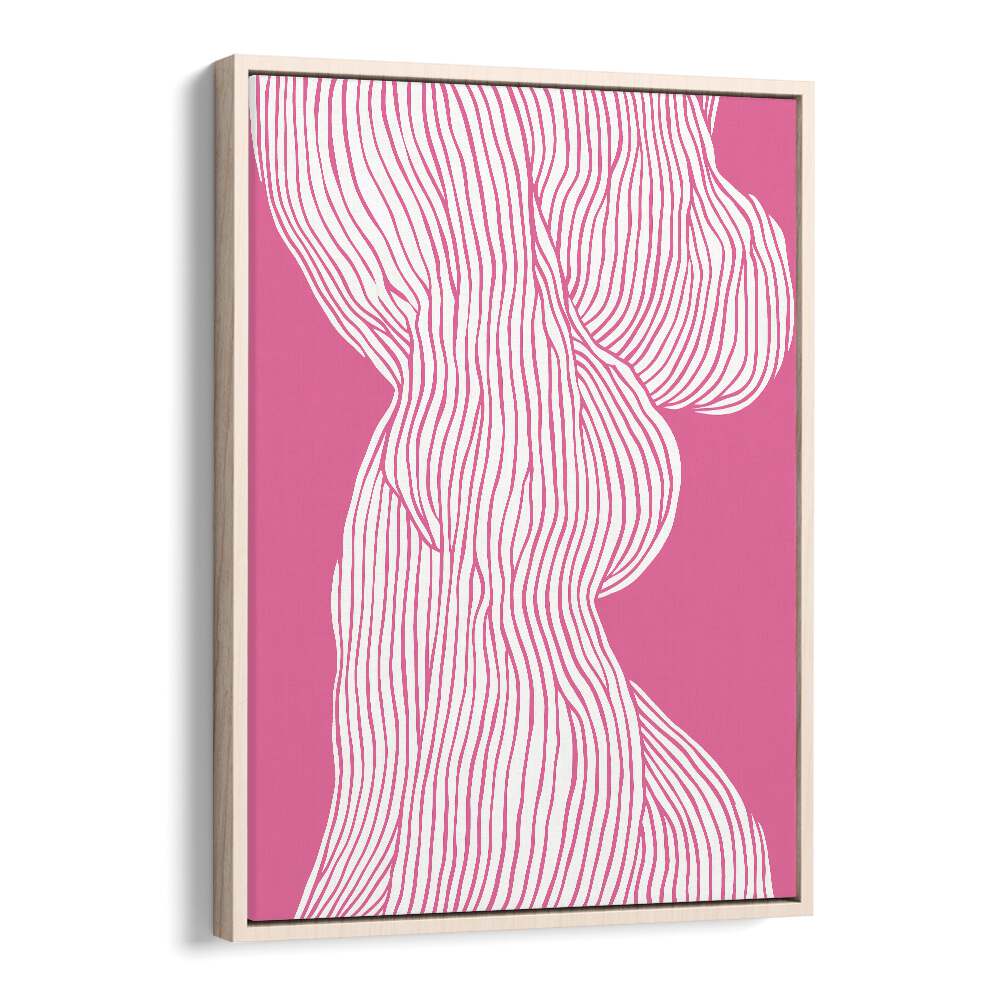 Fibers I (Pink) Fashion Art Artwork in Oak Wood Floater Frame