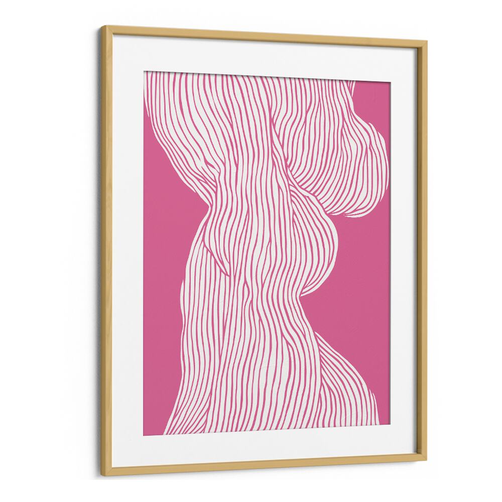 Fibers I (Pink) Fashion Art Artwork in Oak Wood Frame With Mount