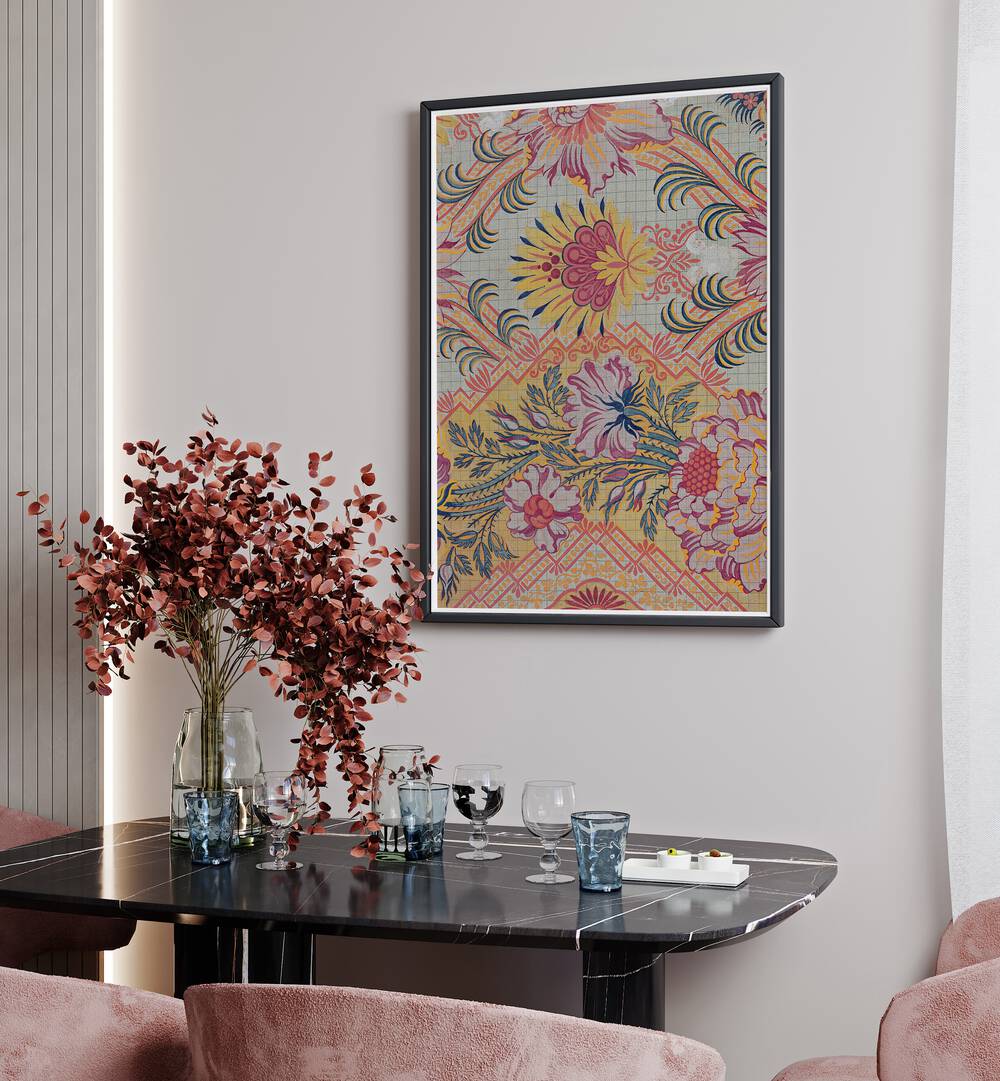 Brighten your decor with FIERY FLORAL I, FLORAL FLOWER PAINTINGS, showcasing vibrant blooms and energy for any space.