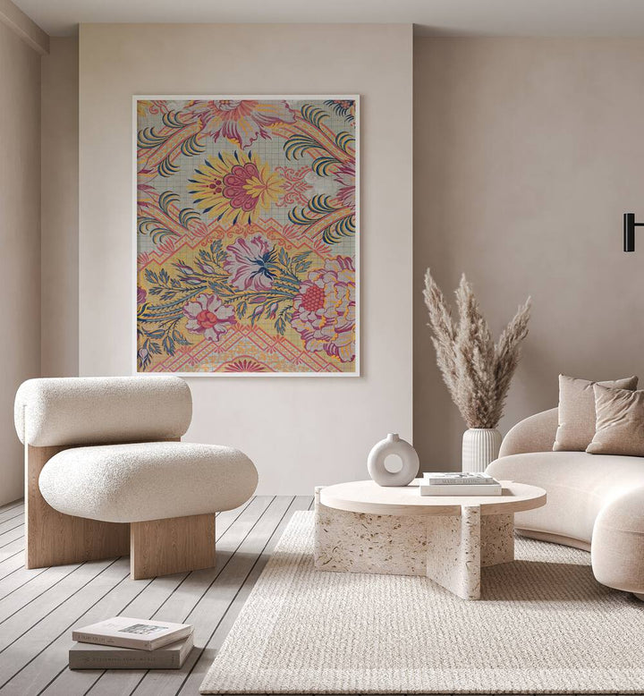 Colorful floral wall art, "FIERY FLORAL I , FLORAL FLOWER PAINTINGS," ignites your space with vibrant energy.