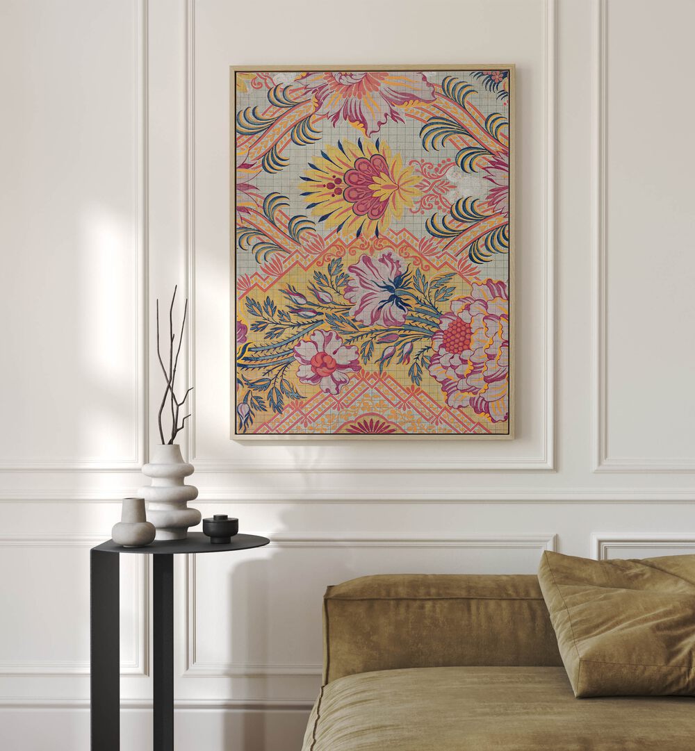 Vibrant FIERY FLORAL I wall art, showcasing captivating floral patterns in stunning colors for your space.