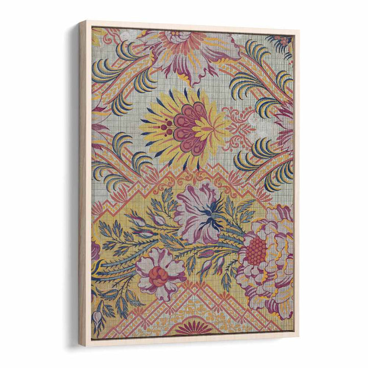 Vibrant FIERY FLORAL I, FLORAL FLOWER PAINTINGS in oak wood floater frame, perfect for igniting your space.