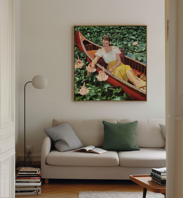 Elegant living room featuring the FINGER PETAL REVERIE, SURREAL ART PRINTS, adding a captivating touch by Vertigo Artography.