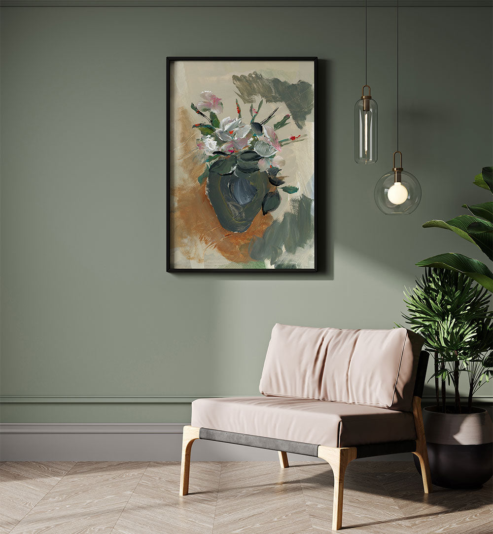 Transform your space with FIORI IN UN NO I, FLORAL FLOWER PAINTINGS, showcasing vibrant blooms in a stylish setting.