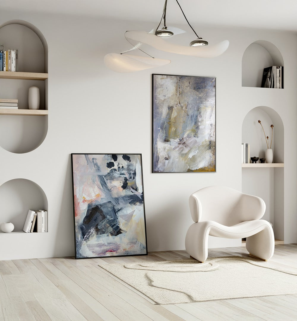 Elevate your decor with the FLOATING LAYERS SET, SET OF 2 PAINTINGS, perfect for any stylish living space.