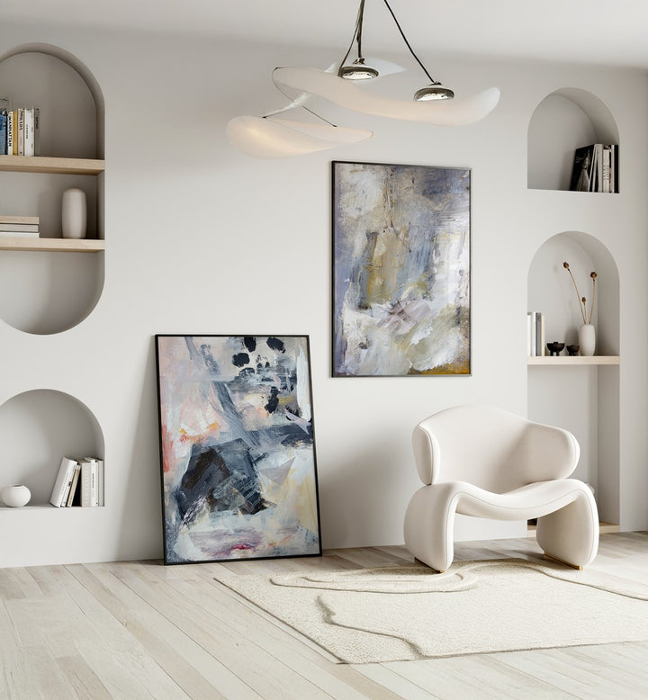 Elevate your decor with the FLOATING LAYERS SET, SET OF 2 PAINTINGS, perfect for any stylish living space.
