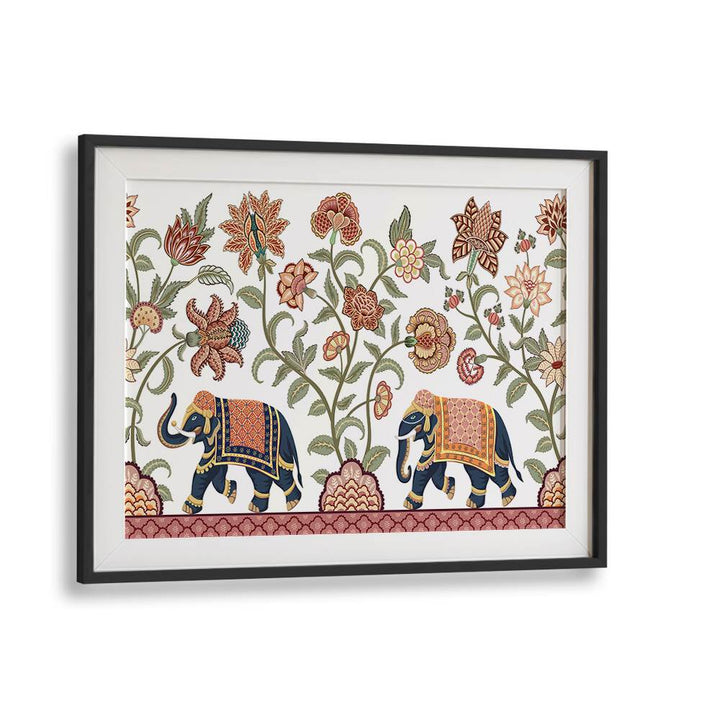 Elegant FLORAL SERENADE ELEPHANT'S SYMPHONY, INDIAN ART PAINTINGS showcasing intricate craftsmanship and vibrant colors.