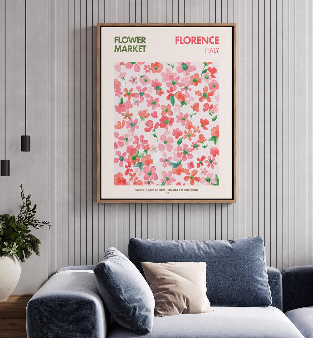 Bright floral patterns in "FLORENCE - FLOWER MARKET I FLORAL FLOWER PAINTINGS" enhance any modern living space.
