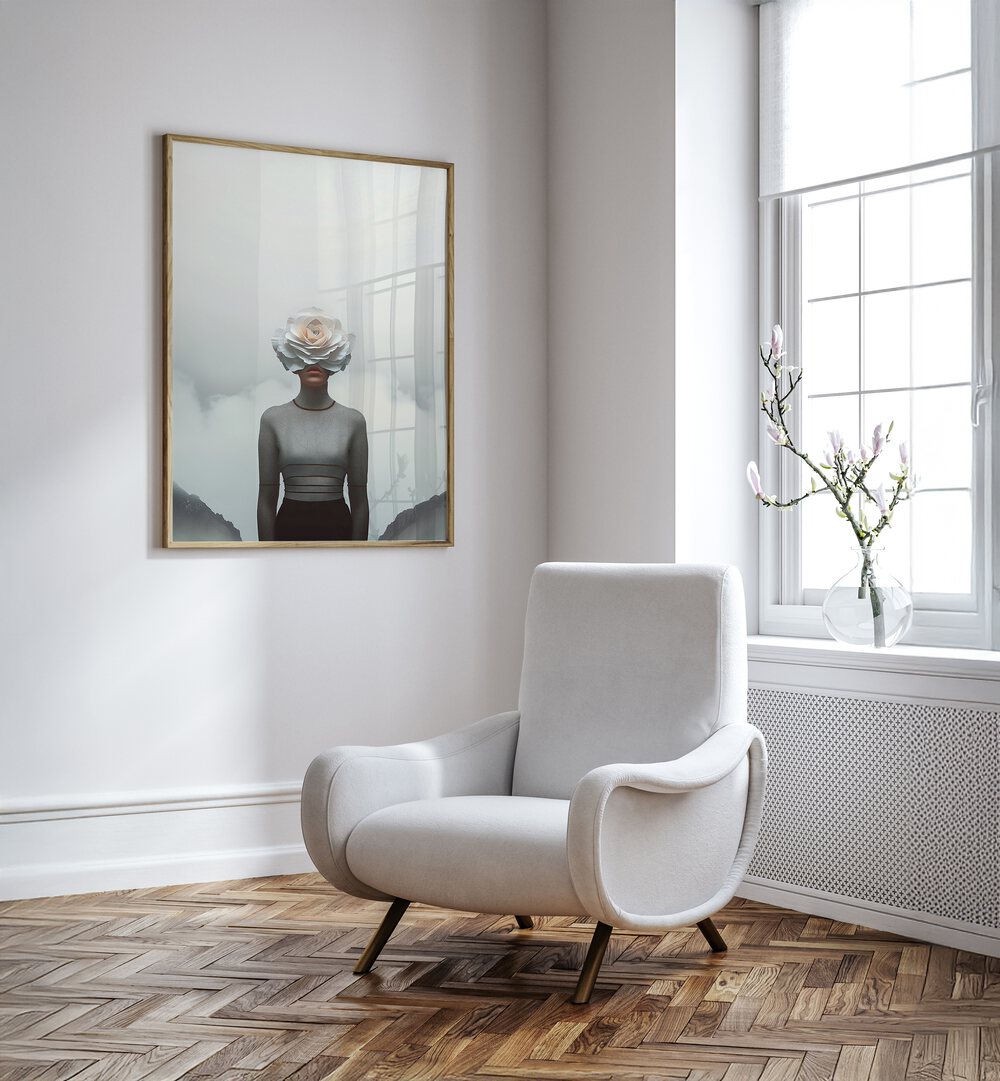 FLOWER FACE, SURREAL ART PRINTS by Andreas Magnusson, blending nature and imagination in a captivating design.