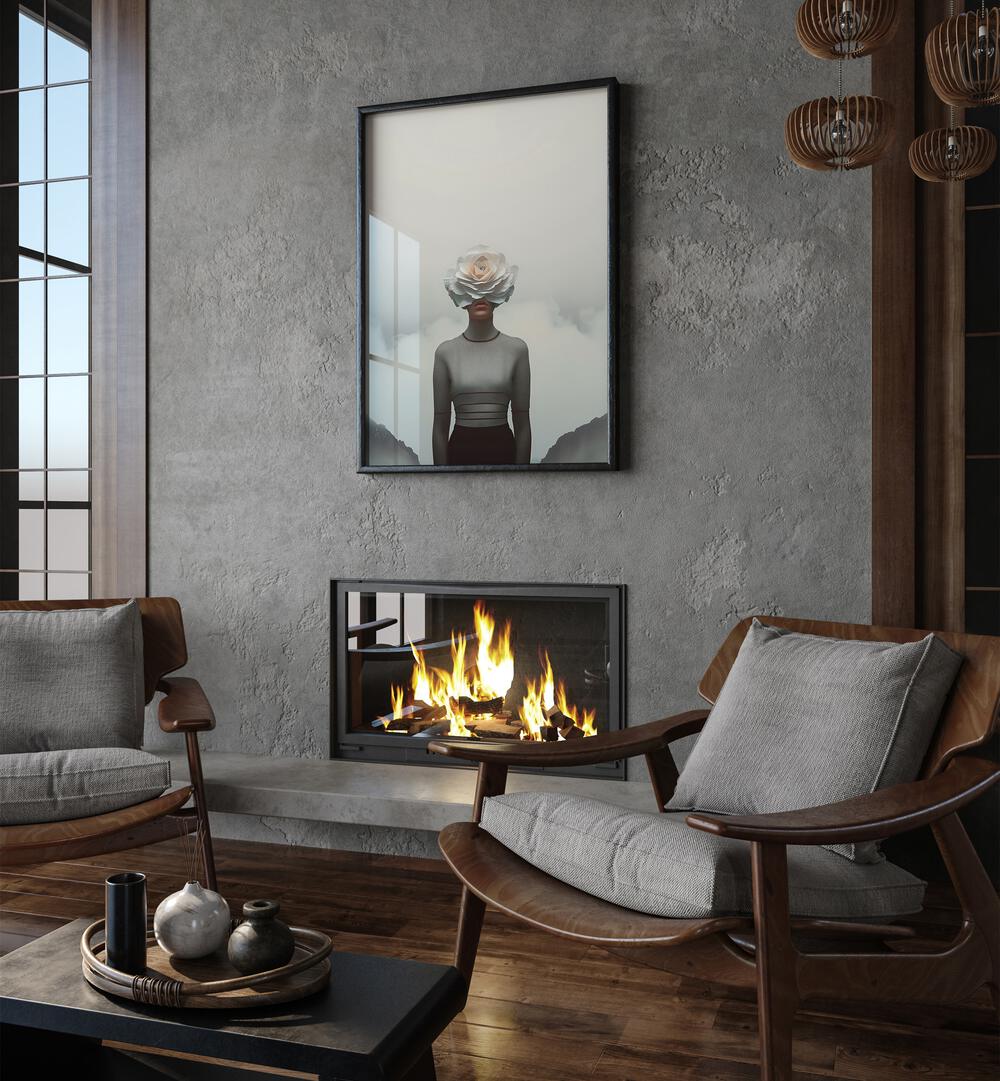 FLOWER FACE, SURREAL ART PRINTS by Andreas Magnusson, blending nature and imagination in a captivating artwork.