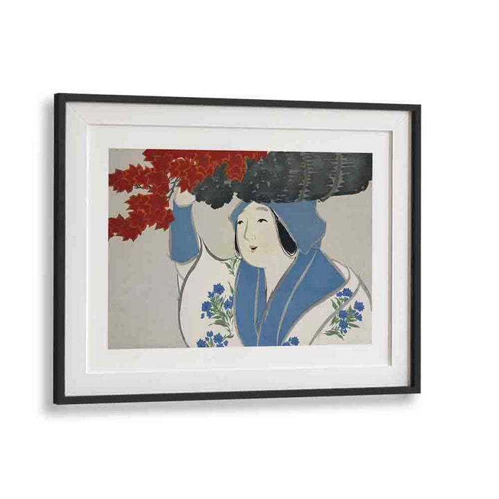 Flowers Of A Hundred Generations (1909) Japanese Art Artwork in Black Frame With Mount