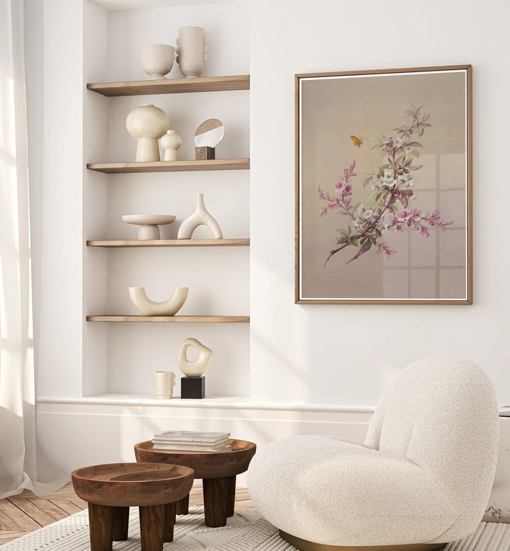 Enchanting FLOWERS & butterflies art print from Asian Monk, perfect for enhancing any living space's beauty.