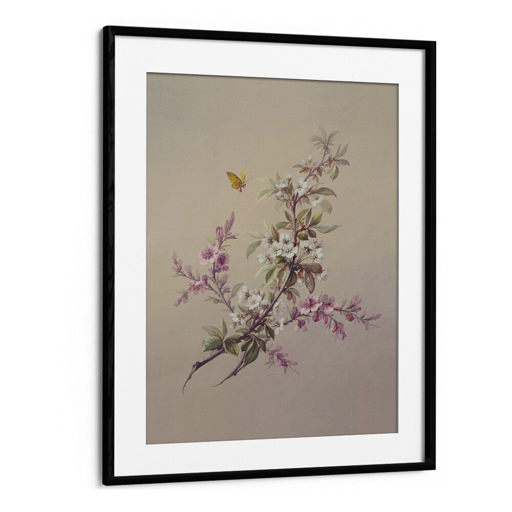 Enchanting FLOWERS & butterflies art print by Asian Monk, perfect for transforming your living space with nature's beauty.