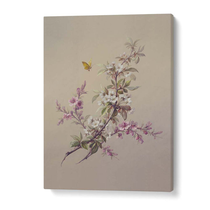 Delicate FLOWERS and butterflies in a botanical painting by Asian Monk, perfect for transforming your living space.
