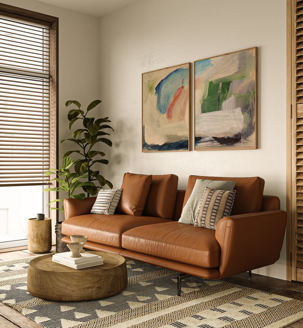 Transform your space with the FLOWSTATE SET, SET OF 2 PAINTINGS, featuring calming abstract art in soft hues.