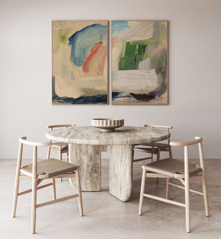 Elegant FLOWSTATE SET, SET OF 2 PAINTINGS adds harmony and style to your space with soothing abstract designs.