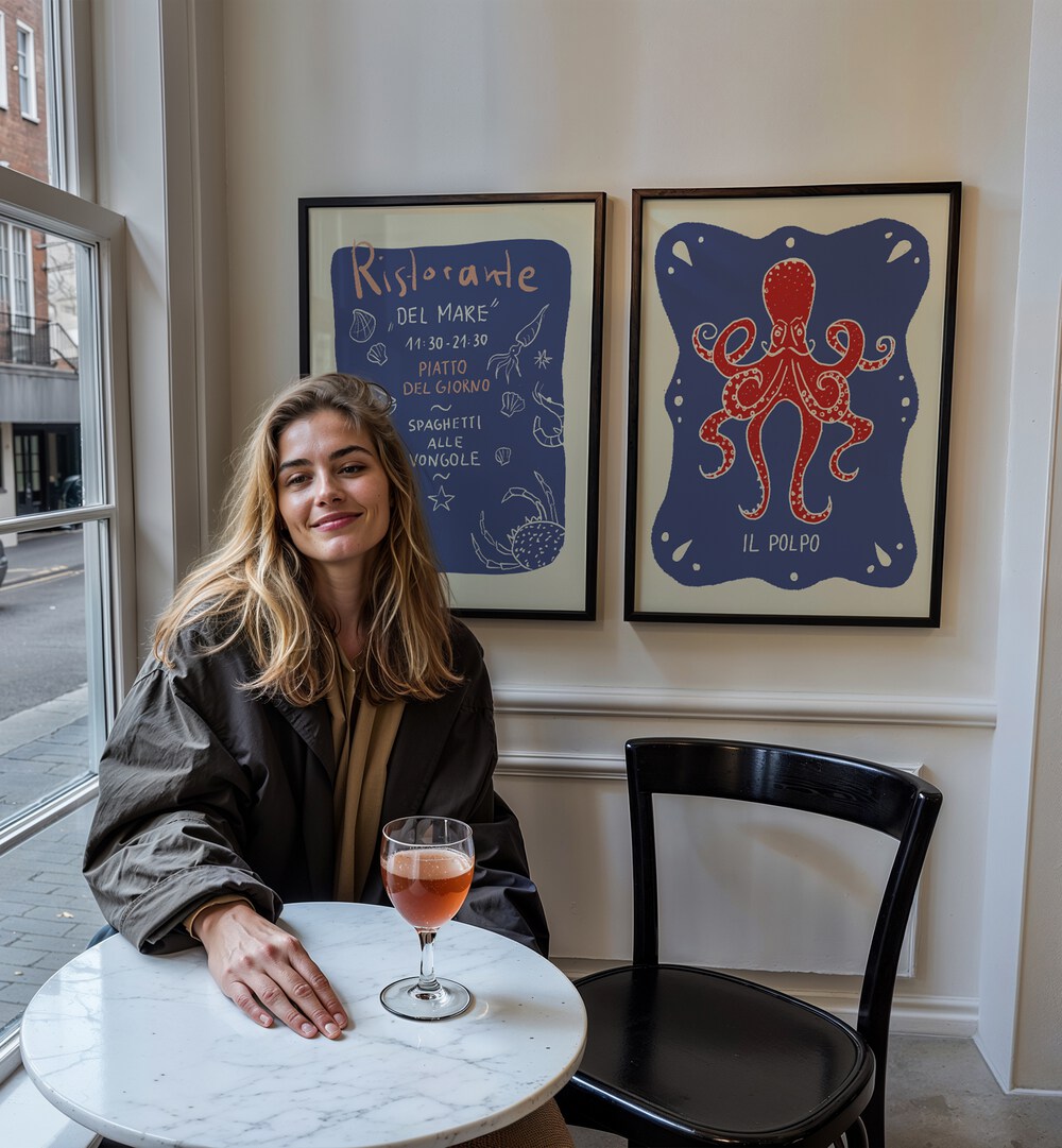 Stylish FOOD SET, SET OF 2 PAINTINGS brightening a dining space, perfect for culinary art lovers.