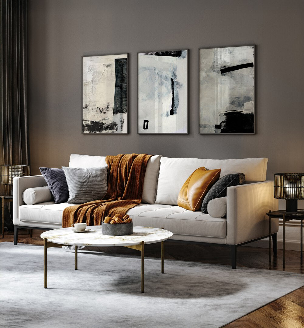Enhance your space with the FOREVER ABSTRACT SET, SET OF 3 PAINTINGS, showcasing modern elegance and artistic flair.