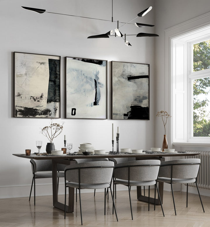 Elevate your space with the FOREVER ABSTRACT SET, SET OF 3 PAINTINGS, perfect for modern home décor.