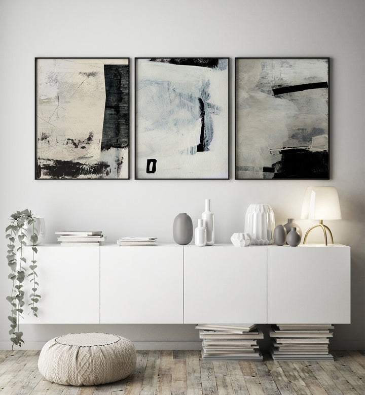 Elevate your decor with the FOREVER ABSTRACT SET, SET OF 3 PAINTINGS, perfect for modern living spaces.
