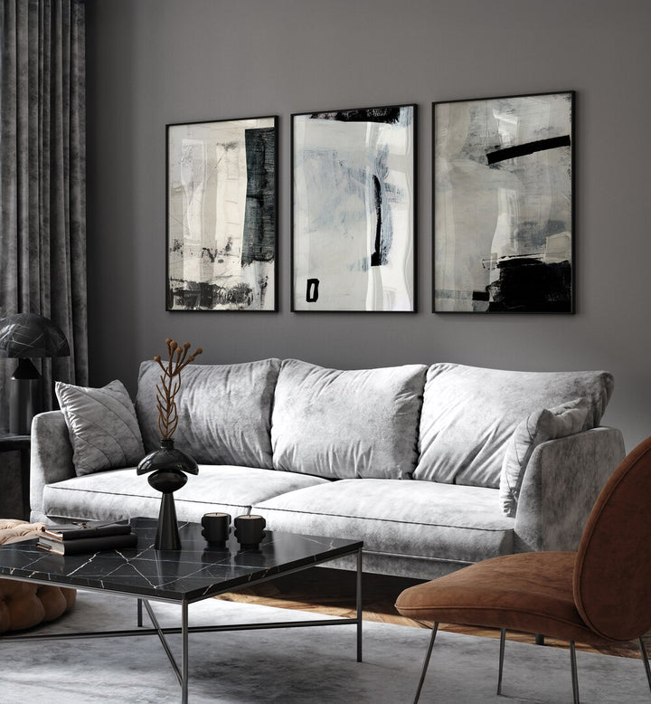 Elevate your decor with the FOREVER ABSTRACT SET, SET OF 3 PAINTINGS, perfect for any modern living space.