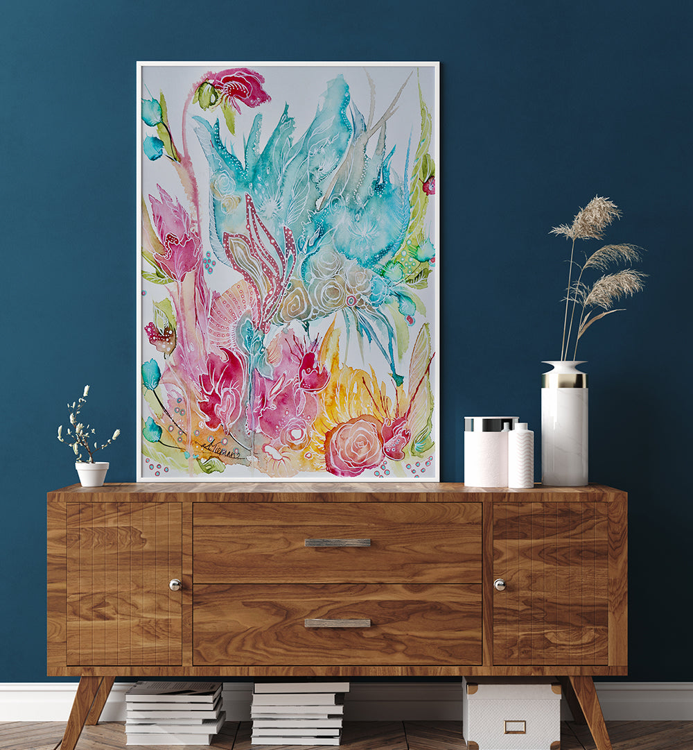 Vibrant FOREVERMORE III, FLORAL FLOWER PAINTINGS enrich your space with stunning floral artistry and color.