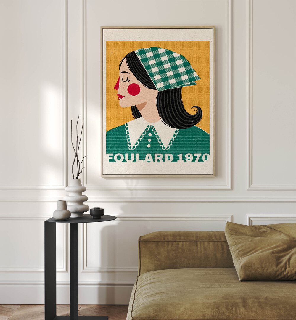 Foulard French fashion portrait by Julia Leister, showcasing elegance in stylish fashion posters for your decor.