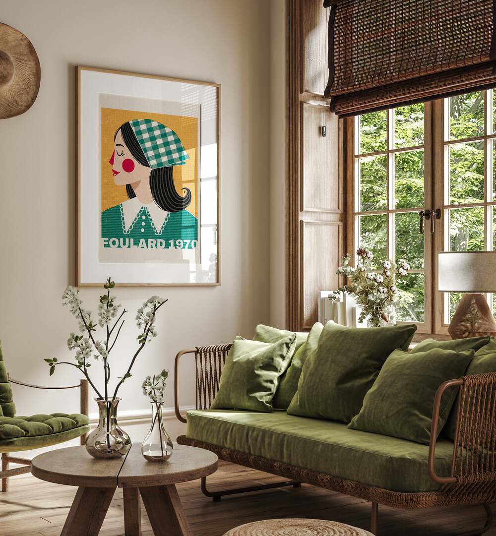 Stylish Foulard French fashion poster by Julia Leister, perfect for elegant home decor. Ideal for art lovers.