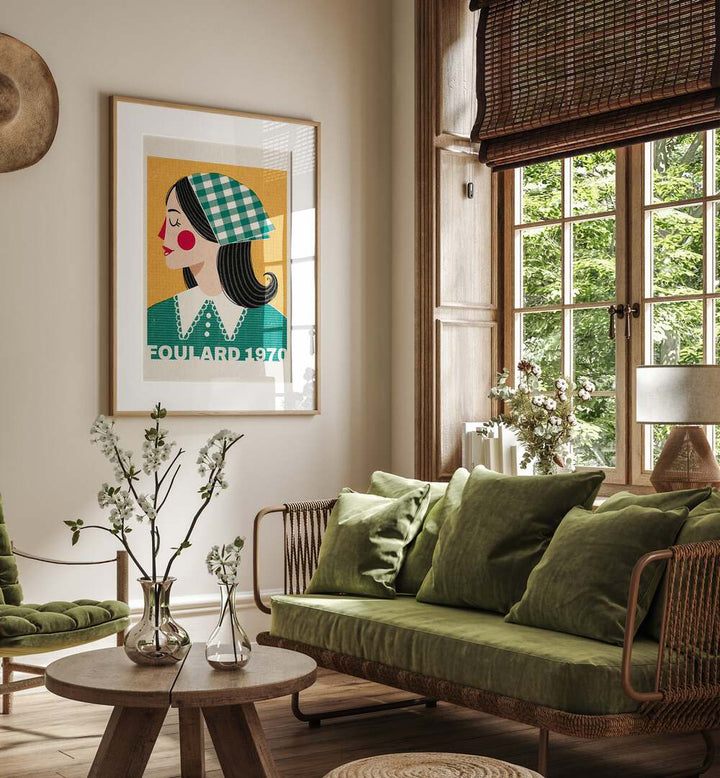 Stylish Foulard French fashion poster by Julia Leister, perfect for elegant home decor. Ideal for art lovers.