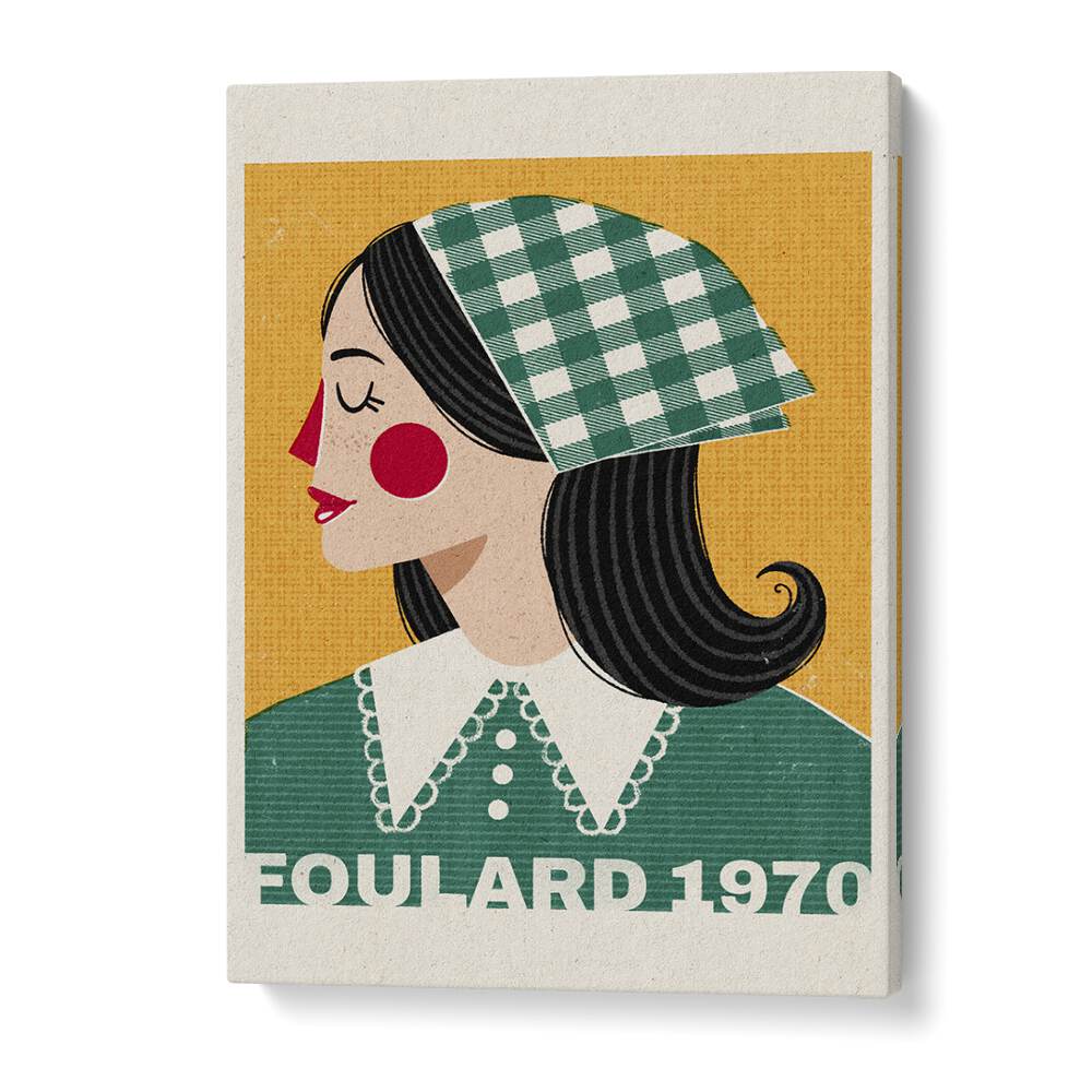 Foulard French fashion poster featuring a chic portrait by Julia Leister, capturing elegance and style.