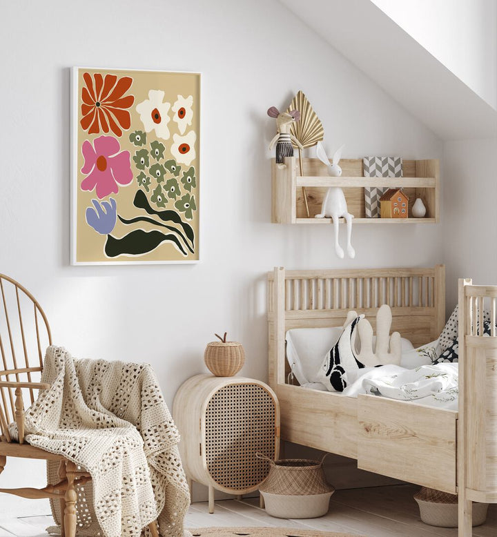 Fragile Botanic, Botanical Art Paintings Artwork in White Plain Frame
placed on a White Colored Wall
in the Kids Room