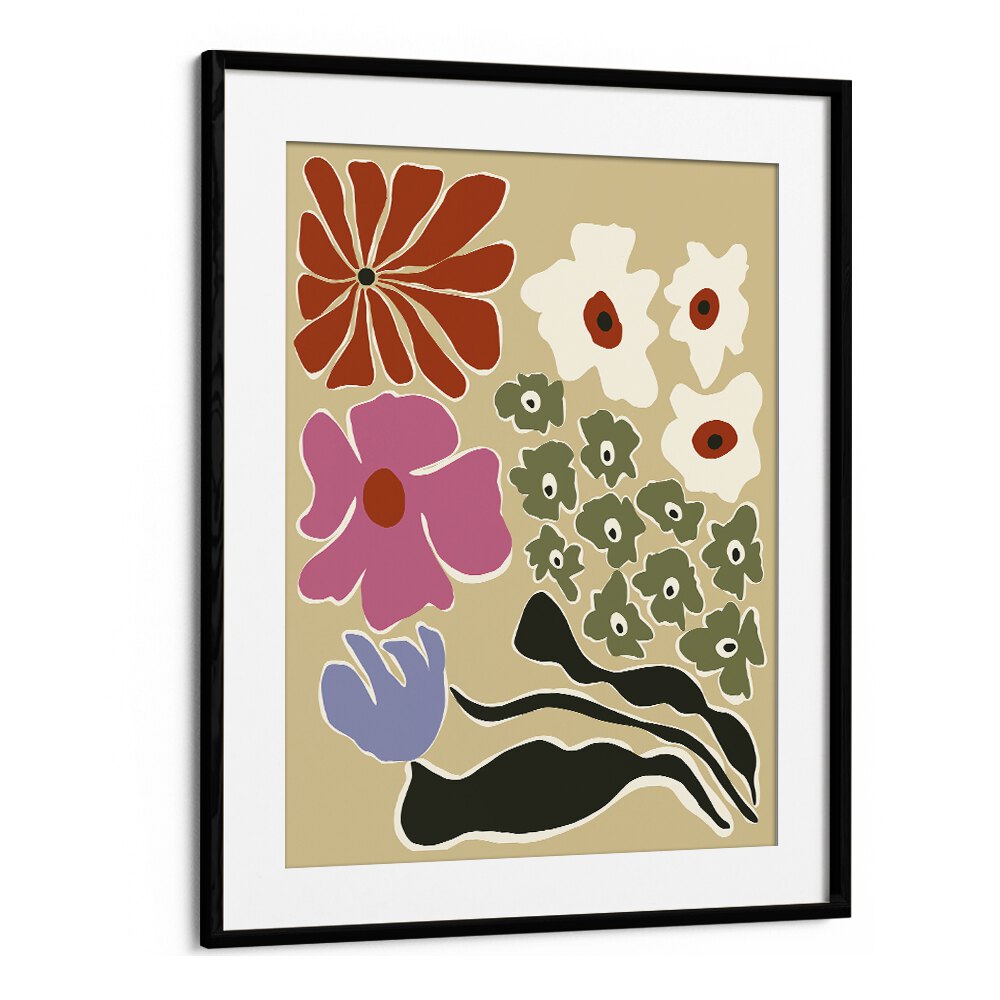 Fragile Botanic, Botanical Art Paintings Artwork in Black Frame With Mount