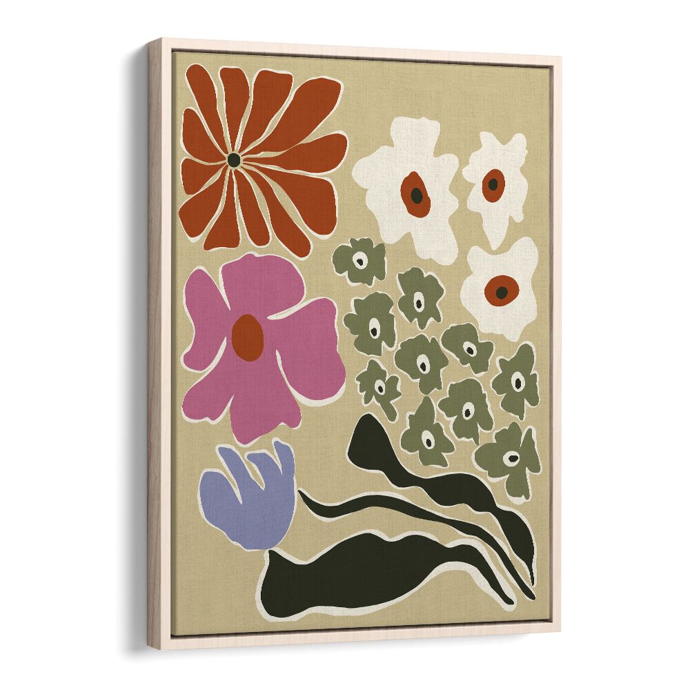 Fragile Botanic, Botanical Art Paintings Artwork in Oak Wood Floater Frame