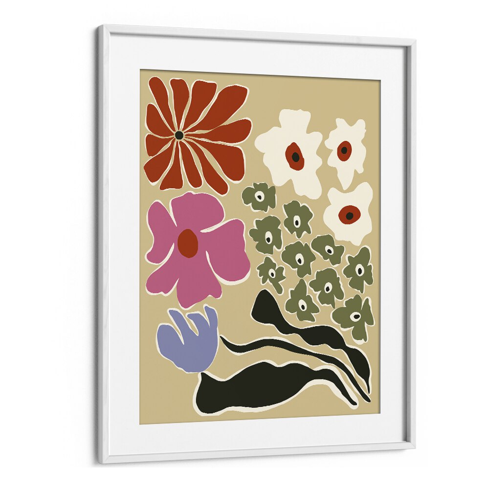 Fragile Botanic, Botanical Art Paintings Artwork in White Frame With Mount