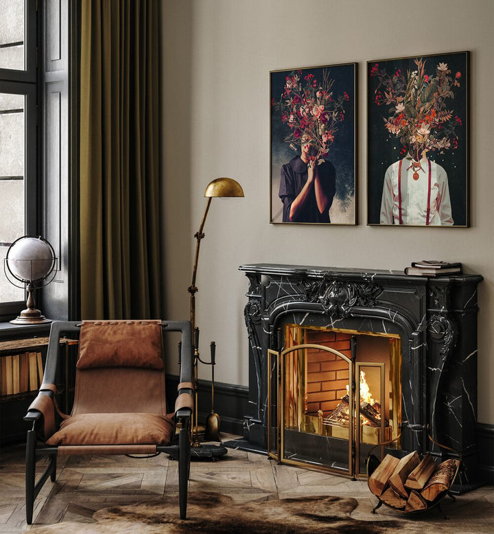 Elegant FRANK MOTH SET, SET OF 2 PAINTINGS showcasing surreal botanical art to enhance your living space.