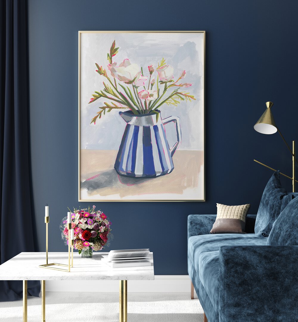 Brighten your space with FRESH FLOWERS IN A STRIPED VASE I, a beautiful arrangement perfect for any decor.