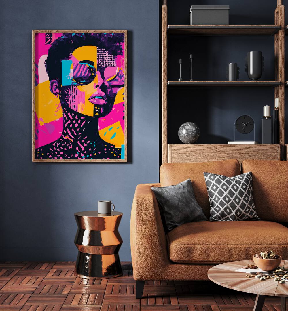 Vibrant FROM THE EIGHTIES, POP ART PAINTINGS adding nostalgic charm to modern decor in a stylish living room setting.
