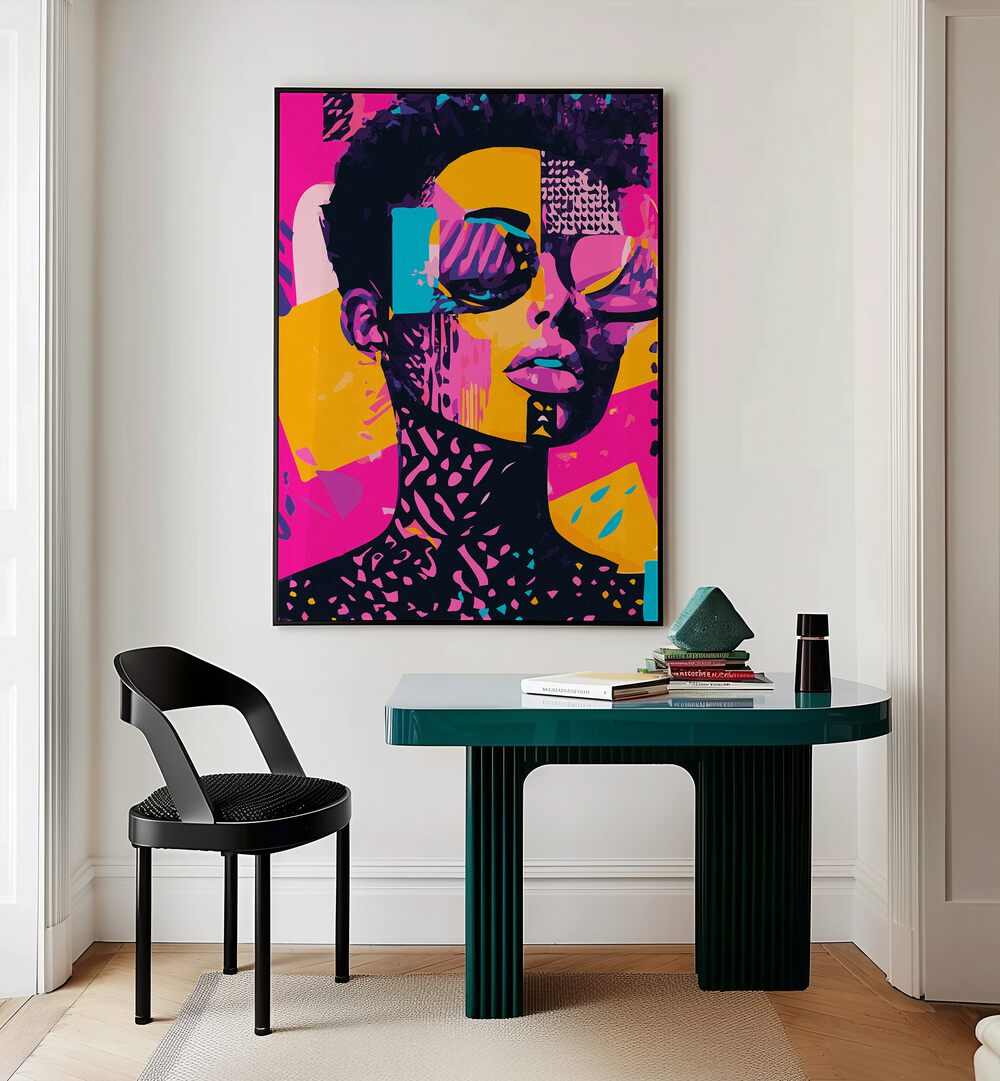 Vibrant FROM THE EIGHTIES, POP ART PAINTINGS, showcasing bold colors and playful aesthetics in a stylish interior.