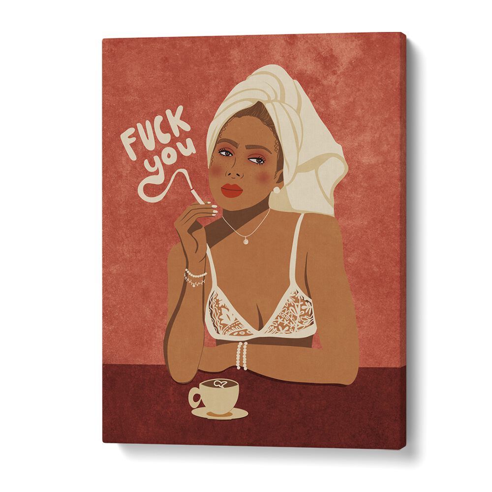 Bold "FUCK YOU, FASHION POSTERS" by Raissa Oltmanns, showcasing vibrant pop art on museum-grade canvas.